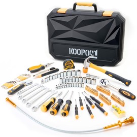 KOOPOOL Tool Set, Tool Box Kit for Mechanic and Car, General Household Home Tool Kit, Basic Tool Kit for Home Auto Repair, with Storage Case