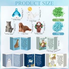 Cinnvoice 50 Set Bulk Gifts Employee Appreciation Gifts for Coworkers Staff Small Thank You Emotional Support Desk Pets Inspirational Cute Resin Mini Ornaments with Cheer up Card Box (Sloth)