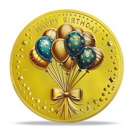 Shooting Star Wish Birthday Coin | Double-Side Commemorative Coin with Starry Night Boy and Golden Balloons | Happy Birthday Presents for Family and Children