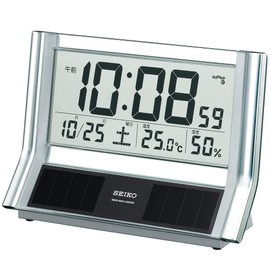 Seiko SQ690S SEIKO Clock Clock Hybrid Solar Radio Digital Calendar Temperature Humidity Display Silver Metallic