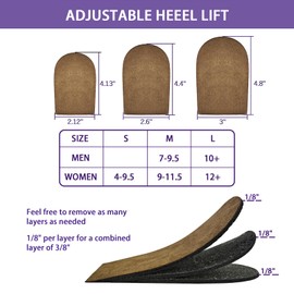 Lixinsunbu Heel Lift, Adjustable Orthopedic Heel Lifts for Heel Pain and Leg Length Discrepancies, 3-Layer 1/8" Thick Brown Shoe Lifts (Medium - Pack of 2)