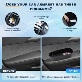 BIXUAN Car Door Armrest Universal PU Leather Car Armrest Left Elbow Support Cushion with Storage Box Car Armrest Cushion Car Door Armrest Pad Non-Slip Mat