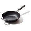 OXO Obsidian Pre-Seasoned Carbon Steel, 12" Wok Pan with Removable