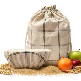 Duthcbw XL Linen Bread Bag for Homemade Sourdough with Proofing Cover, Reusable Organic Linen bags with TPU Lining, BPA-Free, Food-Grade Cloth Storage Bags with Freezer Compatibility