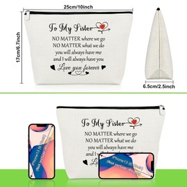 Sister Gifts from Sister Makeup Bag for Women Bestie Christmas Mothers Day Birthday Gifts for Best Friend Cosmetic Bags Friendship Gift for Her Bff Bestie Graduation Wedding Present Travel Pouch