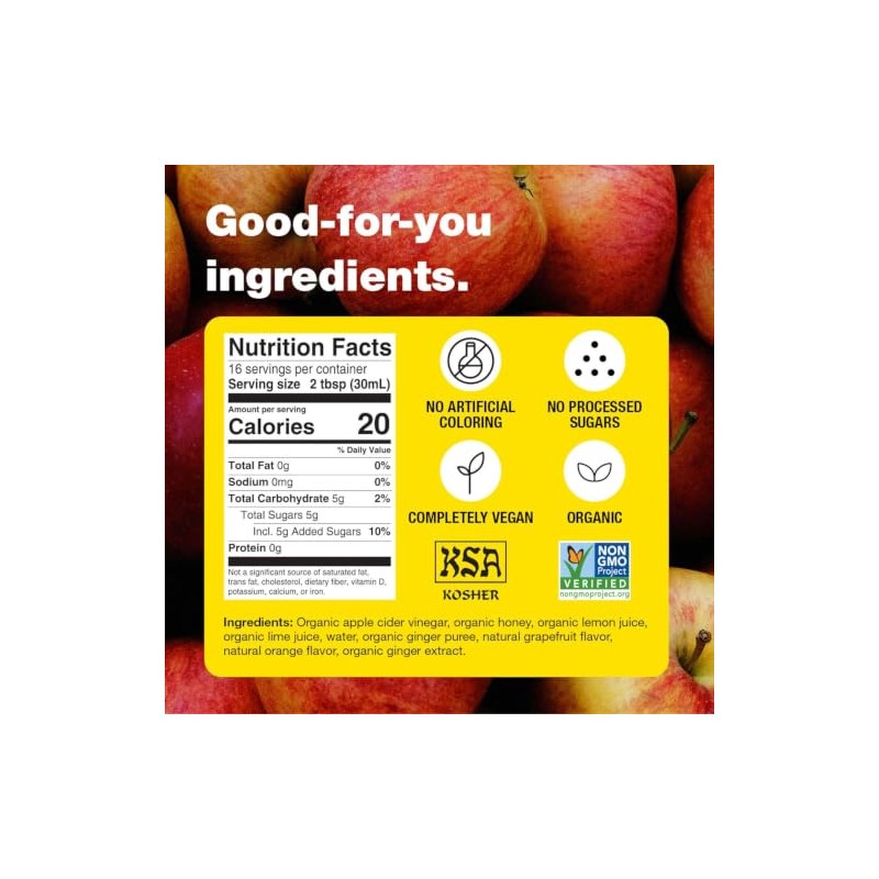 Vinagre de manzana orgánico con cítricos 16 oz