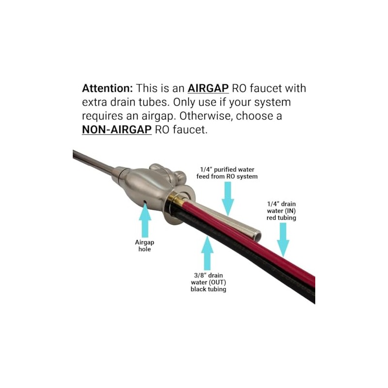 Metpure Airgap RO Faucet with 3-Connection Ports. NSF Certified Reverse