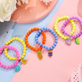 PinkSheep Kids Bracelets for Toddler Girls: 6Pcs Summer Toddler Bracelets Bulk for Tween Girls Gifts - Colorful Play Jewelry for Girls - Toddler Jewelry Age Little Girl Bracelet