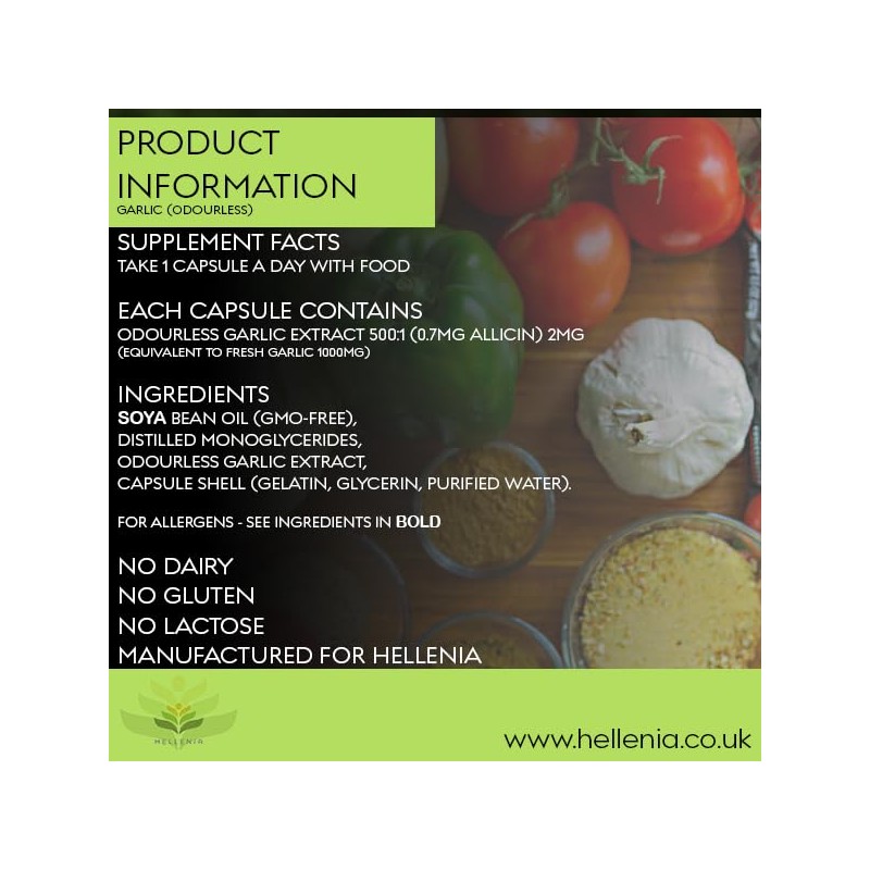 Garlic (Odourless) 1000mg - 180 Capsules