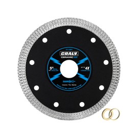 CRALY 5 Inch Super Thin Diamond Blade, 7/8 in Arbor, 5'' Diamond Tile Blade for Angle Grinder & Tile Saw, Diamond Cutting Wheel for Cutting Ceramic, Tile, Marble, Granite, Brick, Porcelain
