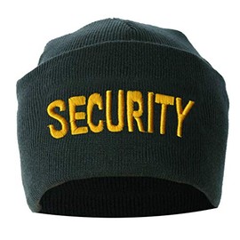 First Class Embroidered Security Beanies (Black with Gold ID)