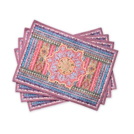 Maison d' Hermine Ispahan 100% Cotton Set of 4 Placemats for Dining Table | Kitchen | Wedding | Everyday | Dinner Parties | Thanksgiving / Christmas (33 cm x 48 cm)