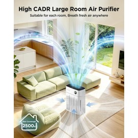KOIOS Air Purifiers for Home Bedroom Large Room Up to 2500 sq. ft, H13 HEPA Air Purifier with Washable Filter, PM2.5 AQI, 20dB Sleep Mode for Pet, Dander, Dust, Pollen, Smoke, Odors, AP2503, White