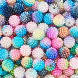 Beadthoven 150pcs 15mm Pearl Beads Bubblegum Beads Colorful Mermaid Pearl Beads Plastic Acrylic Bubble Beads Gumball Loose Craft Spacers for Jewelry Making Bracelets Necklace Keychain DIY Supplies