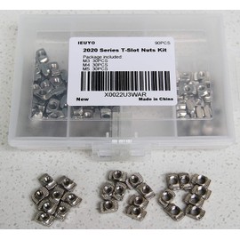 IEUYO - Tuercas T de la serie 2020 con ranura en T, tuerca de fijación para accesorios de perfil de aluminio, M3, M4, M5, 90 piezas/3 tamaños