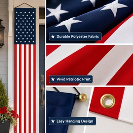 4th of July Patriotic Door Banners for Front Porch Decor – USA Flag Hanging Signs for Independence Day Parties