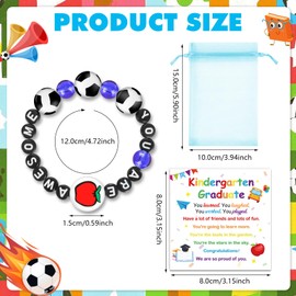 DPKOW 2025 Nursery Graduation Gifts for Him, Football Beaded Bracelet Kindergarten Graduation Card Class of 2025 Gifts Congratulations Grad Party Favours for Son Grandson Friend, You are Awesome
