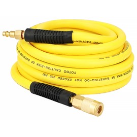YOTOO Hybrid Air Hose 3/8-Inch by 25-Feet 300 PSI Heavy Duty, Lightweight, Kink Resistant, All-Weather Flexibility with 1/4-Inch Brass Male Fittings, Bend Restrictor