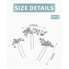 HSIXHAF Pack of 3 Bridal Wedding Flower Hair Pins Pearl Bridal Wedding Hair Accessories Silver Hair Clips for Women and Girls
