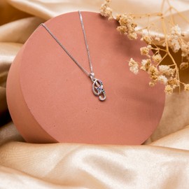 Tuscany Silver Sterling Silver Rhodium Plated Multicolor CZ Initial Pendant on Sterling Silver Rhodium Plated Adjustable Curb Chain 42cm/16.5'-45cm/17.75', Silver