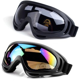 Aywenny Ski Goggles, Motorcycle Goggles, 2 Pack Snowboard Goggles for Men, Women, Youth, Kids, Boys or Girls,UV Protection Foam Anti-Scratch Dustproof
