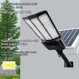 Aluminum Alloy 9000W Solar Street Lights Outdoor, 400000LM IP65 Waterproof Security Light with Remote Control, Dusk-to-Dawn for Yard, Driveway, Parking Lot (Black)