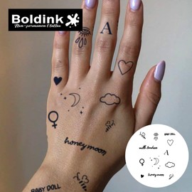 Boldink Semi-permanent tattoos, party gifts, realistic finger tattoos, waterproof and non-reflective, suitable for boys and girls, exquisite packaging（Finger Tattoo 15）