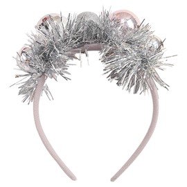 Disco Ball Headbands Christmas Small Bell Headband Xmas Tree Hairband with Ribbon Design Disco Wedding Bachelorette Party Christmas Hair Accessories Hairdress for Party Costume 1Pcs (2-White, Medium)