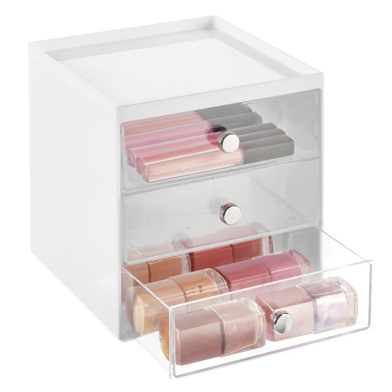 mDesign Makeup Organiser - Makeup Storage with 3 Drawers for