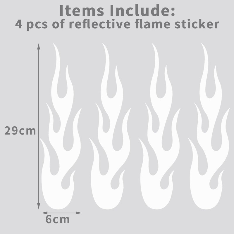 ZWYYW Reflective Car & Motorcycle Flame Stickers - 4 Pack