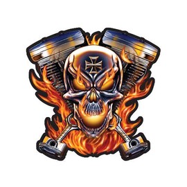 GT Graphics Express Skull Pistons on Fire - 20" - Large Size Vinyl Sticker - for Truck Car Cornhole Board