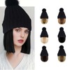 WUODHTW Women Caps with Hair Knit Beanie Cap with Extensions