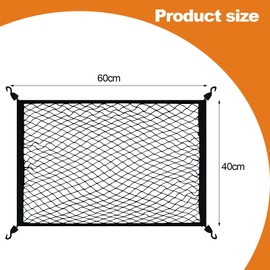 XINFAQAQ Luggage Net Car Boot Net 60 x 40 cm Boot Net with 4 ABS Hooks Elastic Nylon Storage Net Extends to 90 x 60 cm for Most Cars