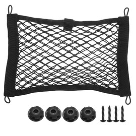 sourcing map 2-Layer Small Cargo Net 14" x 9.8" Stretchable Storage Mesh Pocket Net Automotive Cargo Nets Storage Pouch Organizer with 4pcs Screws and 4pcs Hooks for Trunk RV Boat