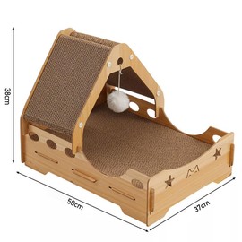 Triangle Cat Claw Sharpener House, Wooden Pet House Suitable for Four Seasons (37 * 50 * 38CM)