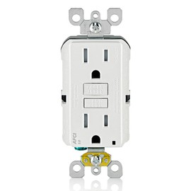 Leviton AFTR1-W 15-Amp, 120-Volt SmartlockPro Outlet Branch Circuit Arc-Fault Circuit Interrupter (AFCI) Receptacle, Wallplate Included, White