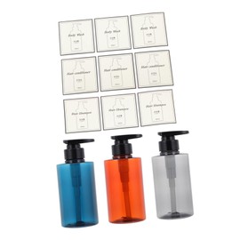 NOLITOY 3sets Bath Shampoo Replacement Bottle Press-Type Lotion Storage Includes Grey Tea Easy Refill Airtight Design Bathroom Accessory