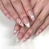 SINHOT Almond Press on Nails Medium - 3D Camellia Fake