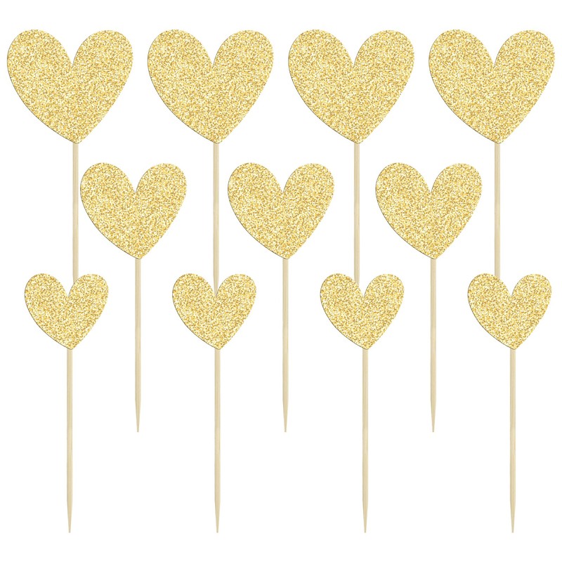 Ephlyn - 24 piezas de adornos de corazón con purpurina,