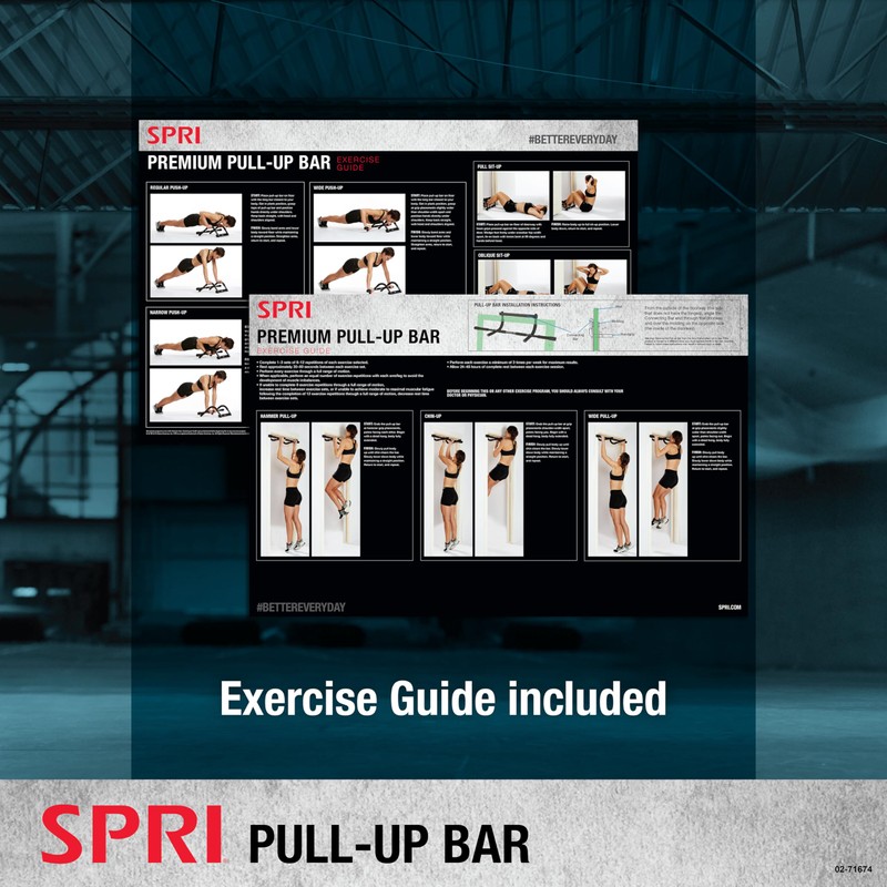 SPRI Pull Up Bar - 8-Grip Door Frame Mounting Pull-Up