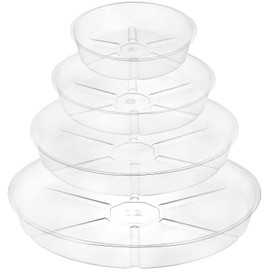 Hacaroa 24 Pack Clear Plant Saucer Drip Trays, 6/8/10/12 Inch Plastic Plant Trays Flower Pot Saucers for Indoor Outdoor Plants, Round, 4 Sizes