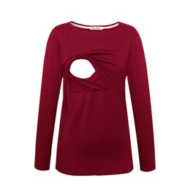 Smallshow Women's 3 Pcs Maternity Nursing Top Wine-Green-Black Large