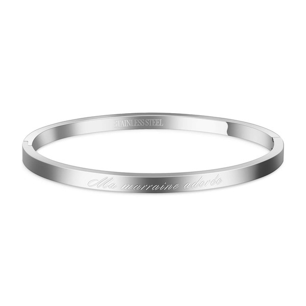 Aurstore® 316L Stainless Steel Slim Bangle Bracelet with Inspirational Phrases.