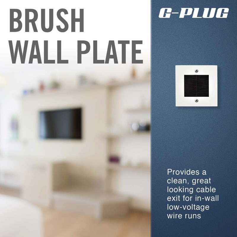 G-PLUG Cable Pass Through Wall Plate Faceplate with Brush –