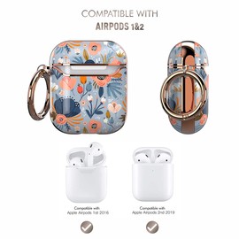 wenew for AirPod Case, Flower AirPods Hard Case Cover with Keychain for Women Men, AirPod 1st & 2nd Generation case (Dino)
