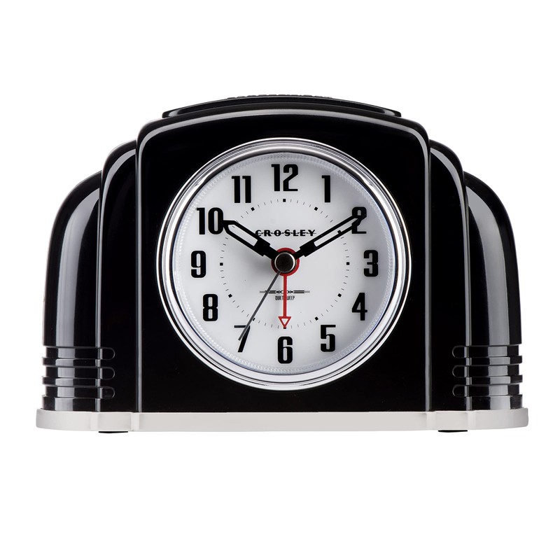 Crosley Vintage Art Deco Analog Alarm Clock, Traditional Ticking, Automatic