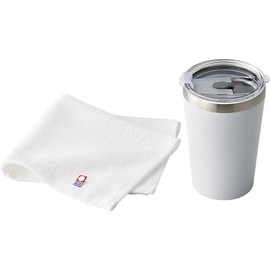Apex Heart AM-1741 AMIi HOME Cup-In Tumbler (WH) & Towel, 13.5 fl oz (400 ml), Approx. 13.4 x 11.8 inches (34 x 30 cm)