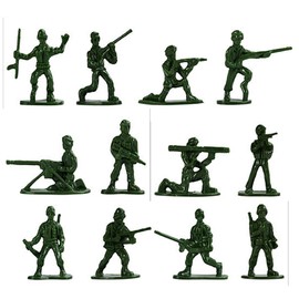 100pcs Mini Plastic Soldiers Figures, 12 Style Soldiers Poses Traditional Green and Red, Army Soldier Figures Plastic Army Men Toy Set, DIY War Scene, for Kids and Adults (Green)
