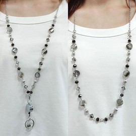 Fashion Teacher Colored Bead Hanging Lanyard Sweater Necklace Retractable Lanyards for ID Badges Reel Keys for Women （Style5）