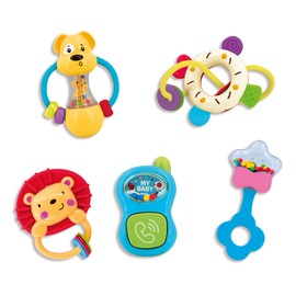 Lisciani - CAROTINA Baby - Erstes Spielzeug - Sensorik-Set für Babys ab 3 Monaten - 5 Lernspielzeuge: Rasseln, Beißringe, Sensorische Entwicklung - Lernspiel - Geschenkidee Geburt